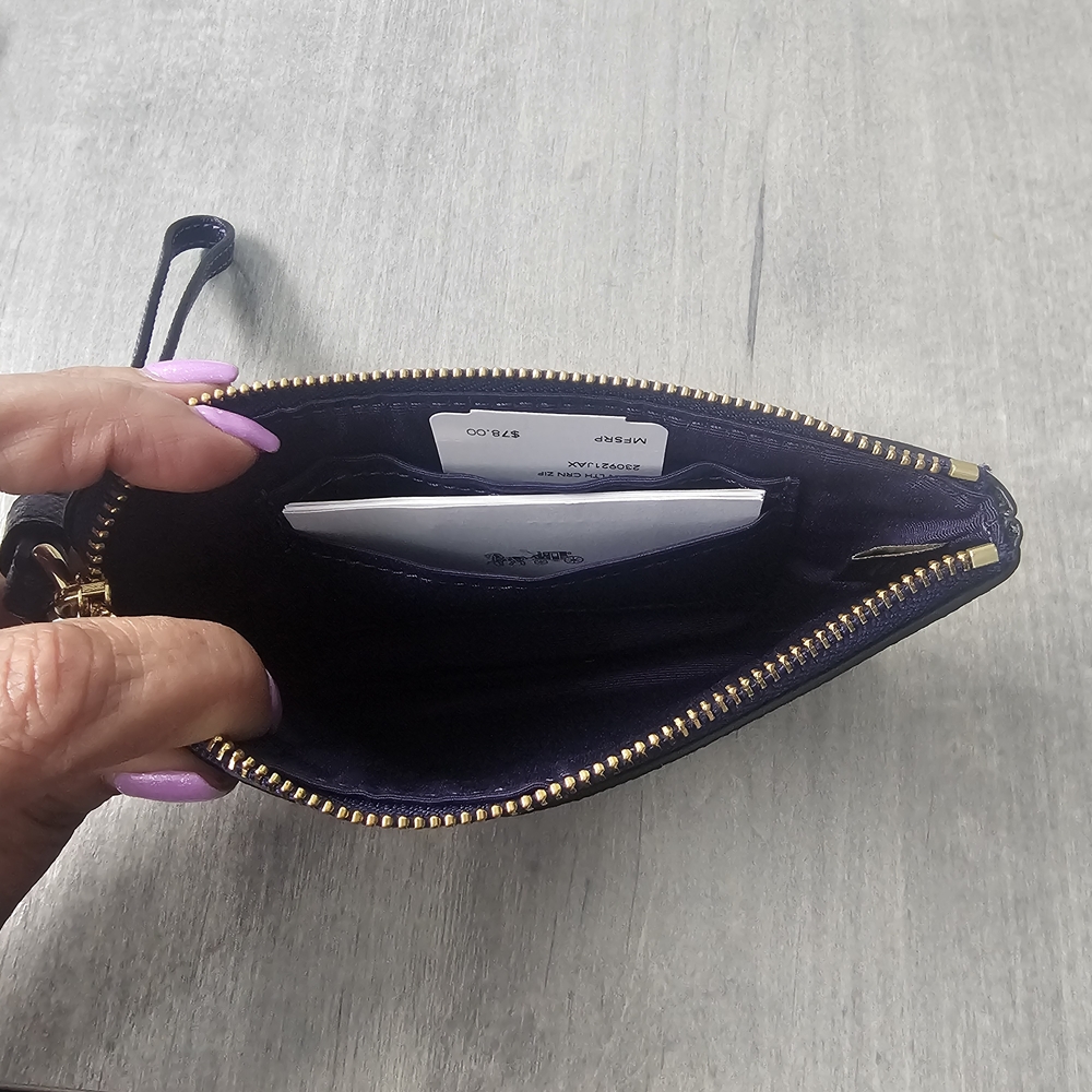 Coach Purple Leather Zip Wristlet with Gold Logo. NEW... - Picture 2 of 2
